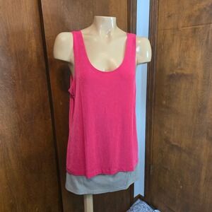 Travelers by Chicos Womens Tank Top Bright Pink Size 2 Scoop Neck Stretch